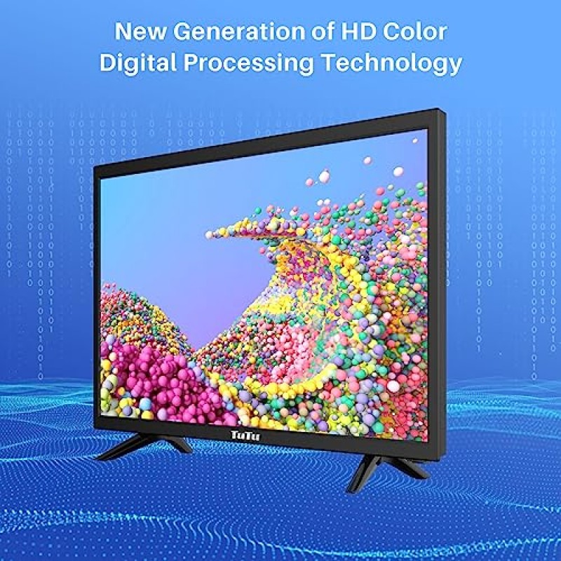 TuTu 22인치 TV, 60Hz 1080P FHD LED TV 및 모니터(가정 또는 사무실용 Dolby Audio 포함) HDMI, USB, VGA, RCA(2023 모델) 지원 22인치 평면 TV