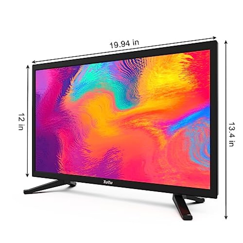 TuTu 22인치 TV, 60Hz 1080P FHD LED TV 및 모니터(가정 또는 사무실용 Dolby Audio 포함) HDMI, USB, VGA, RCA(2023 모델) 지원 22인치 평면 TV