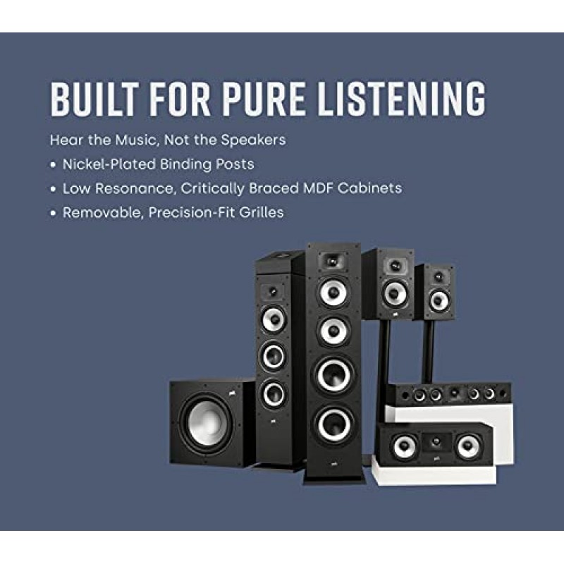 Polk Audio Monitor XT30 컴팩트 센터 채널 스피커 - 고해상도 오디오 인증, Dolby Atmos 및 DTS:X 호환, 1인치 테릴렌 트위터 및 듀얼 5.25인치 동적 밸런스 우퍼, 미드나잇 블랙