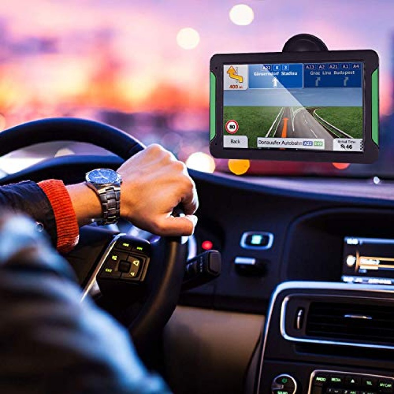 LONGRUF Sat Nav, 운전자 경고, 차선 안내, POI, 북미 지도 다운로드 가능 및 매년 무료 업데이트가 포함된 자동차 트럭 HGV 트럭 캠핑카용 7인치 GPS 네비게이션