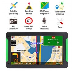 LONGRUF Sat Nav, 운전자 경고, 차선 안내, POI, 북미 지도 다운로드 가능 및 매년 무료 업데이트가 포함된 자동차 트럭 HGV 트럭 캠핑카용 7인치 GPS 네비게이션