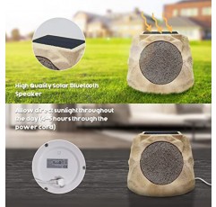 Postlucky Rock Speakers 야외 방수 태양열 전원 무선 Bluetooth 야외 록 스피커(RGB 색상 멀티 유닛 포함) 수영장 파티오 데크 정원 및 가정용 충전식 배터리 연결
