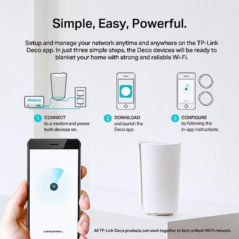 TP-Link Deco AX7800 트라이 밴드 메시 WiFi 6 시스템(Deco X95) - AI 기반 스마트 안테나, 멀티 기가비트 이더넷으로 최대 3100제곱피트의 집 전체 범위, 무선 라우터 및 확장기 대체(1팩)