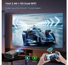 앱 및 5G WiFi Bluetooth가 탑재된 PHILIPS Android TV 프로젝터 - 스마트 프로젝터 내장 Netflix, YouTube, 야외 영화 프로젝터 4D 4P 키스톤, 줌, iOS/Android/Xbox/PS4/TV 스틱/HDMI와 호환 가능