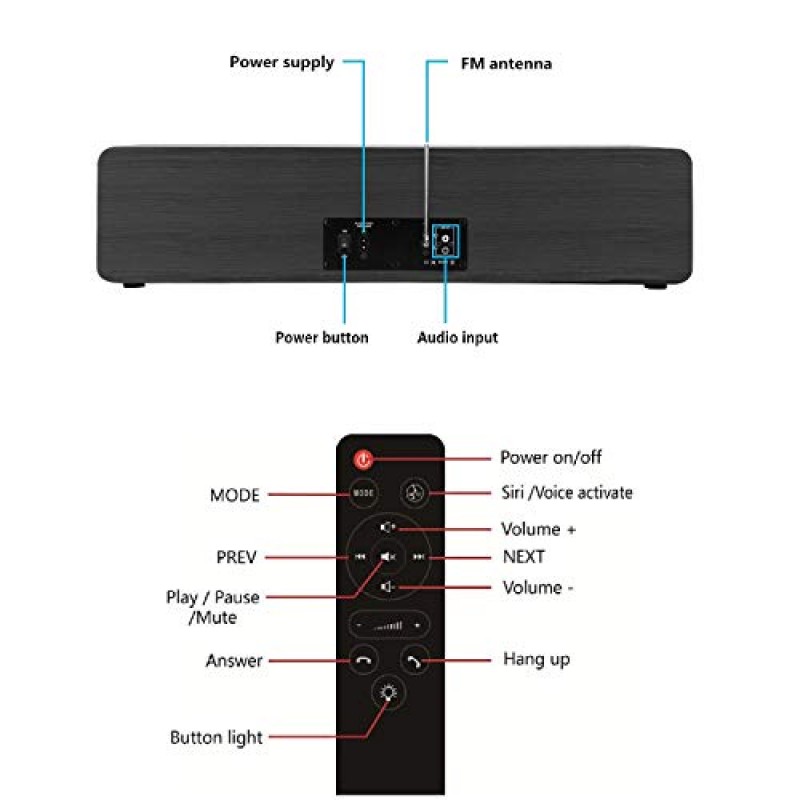 KEiiD CD 플레이어(스피커 포함) 홈 스테레오 시스템용 Bluetooth Boombox | FM 라디오 USB SD AUX 원격 제어 | 28인치 길이(Bluetooth 수신기 포함)(블랙 마감)