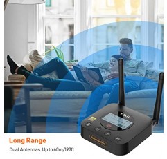 1Mii B06Pro+ HiFi Bluetooth 수신기, 고해상도 Bluetooth 5.1 무선 오디오 어댑터(홈 스테레오용 LDAC 포함), 장거리 Bluetooth 수신기 aptX HD 낮은 대기 시간 볼륨 조절 LCD 디스플레이