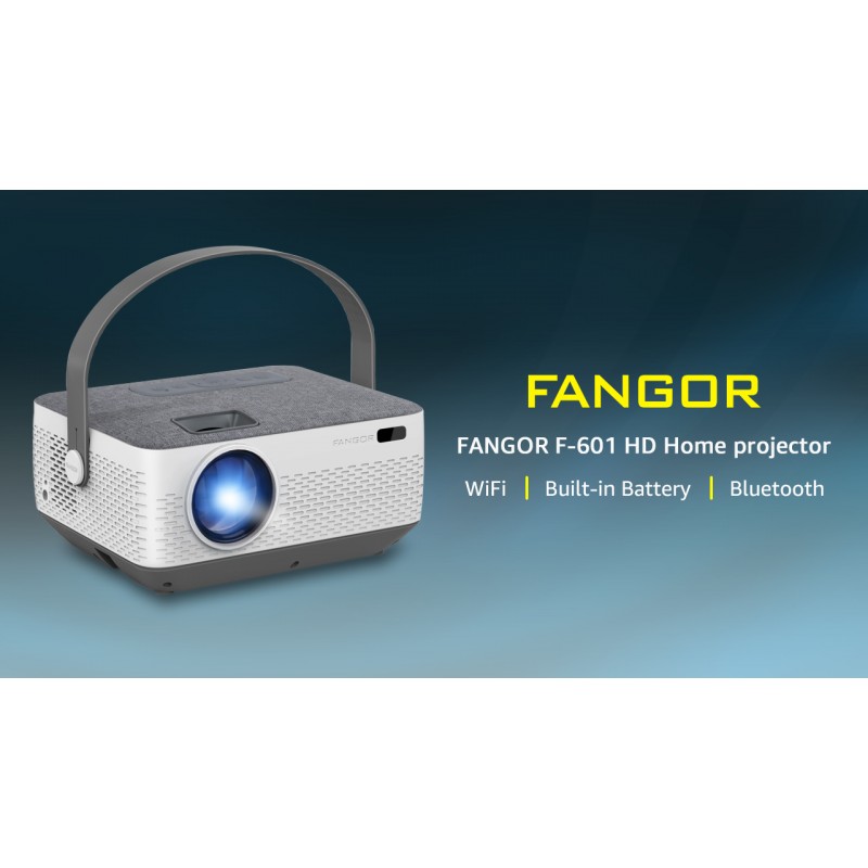 FANGOR WiFi 프로젝터 Bluetooth 8400mAh 배터리, 충전식 휴대용 홈 프로젝터, WiFi/USB 케이블을 통해 스마트폰 화면 동기화 기능이 있는 1080P 지원 영화 프로젝터, iPhone, 노트북과 호환 가능