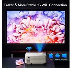 5G WiFi 및 Bluetooth를 갖춘 YEZMEK 네이티브 1080P 프로젝터, 15,000루멘 미니 휴대용 프로젝터 4K 지원, TV 스틱 스마트폰 및 태블릿 노트북 HDMI USB TF와 호환되는 홈 영화 프로젝터.