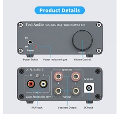 Fosi Audio TDA7498E 2 채널 160W x2 스테레오 오디오 증폭기 홈 시어터 스피커 시스템용 24V 전원 공급 장치가 있는 패시브 스피커용 미니 Hi-Fi 클래스 D 통합 앰프