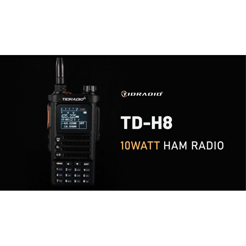 2세대 TIDRADIO TD-H8 Ham 라디오 10Watt 2500mAh 배터리 용량 견고한 성능 휴대용 양방향 라디오 무선 프로그래밍 모듈(리피터 목록 포함)