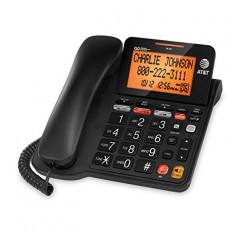 AT&T CD4930 유선 전화기, 검정색 및 TRIMLINE 210 유선 집 전화기, AC 전원 필요 없음, 개선된 간편한 벽걸이형, 조명이 있는 대형 버튼 키패드, 단축 다이얼 키 13개, 마지막 번호 재다이얼, 베이지