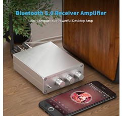 Fosi Audio BT20A-S Bluetooth 5.0 스테레오 오디오 2 채널 증폭기 수신기 가정용 스피커용 미니 Hi-Fi 클래스 D 통합 앰프 2.0 채널 저음 및 고음 제어 기능이 있는 100W x 2 TPA3116(전원 공급 장치 포함)
