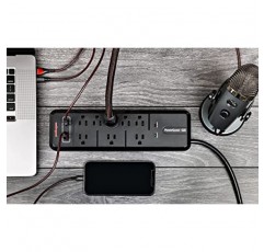 AudioQuest PowerQuest G8 – USB-A 및 USB-C 충전 포트가 있는 8개 콘센트 서지 보호기 - TV, AV 수신기, Xbox, 플레이스테이션, 사운드바, 컴퓨터 및 홈 오피스에 적합