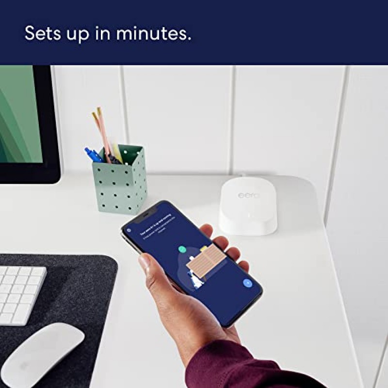인증된 리퍼브 Amazon eero 6+ 메시 Wi-Fi 시스템 | 빠르고 안정적인 기가비트 속도 | 75개 이상의 장치 연결 | 최대 3,000평방피트의 적용 범위 | 2팩, 2022년 출시