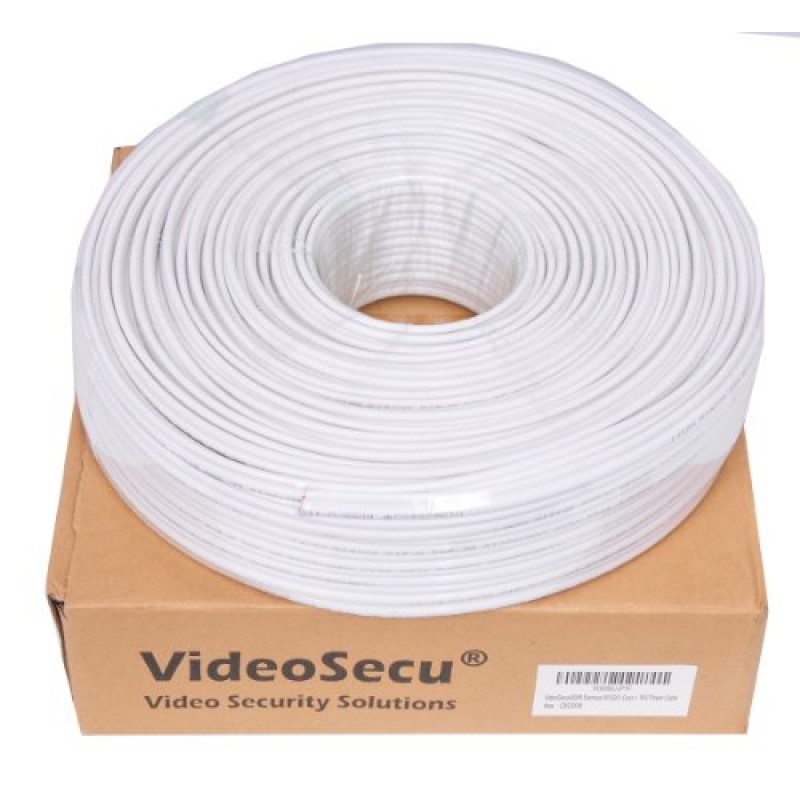 VideoSecu RG59 /U 샴 CCTV 콤보 동축 케이블 300ft,20AWG 18/2 18AWG 비디오 전원 보안 카메라 케이블 홈 감시 DVR 시스템 연장 와이어 코드 AA1