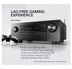 Denon AVR-S960H 8K Ultra HD 7.2 채널(90Watt X 7) AV 수신기 2020년 모델 - 게임, 음악 스트리밍, 3D 오디오 및 비디오, Alexa + HEOS용으로 제작, 블랙(제조업체에서 단종)