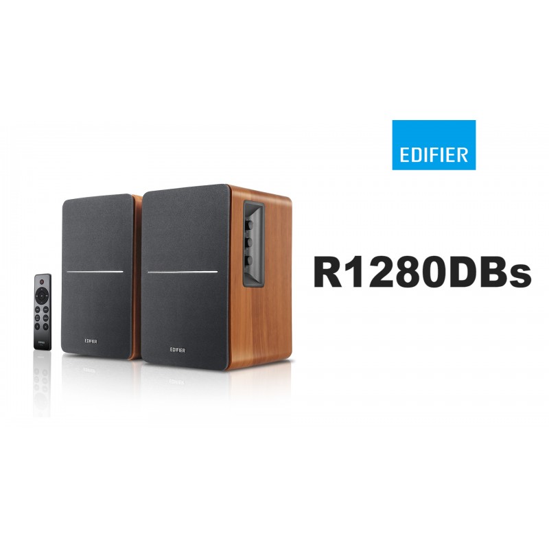 Edifier R1280DBs 액티브 블루투스 북쉘프 스피커 - 광 입력 - 2.0 무선 스튜디오 모니터 스피커 - 서브우퍼 라인 출력이 포함된 42W RMS - 우드 그레인