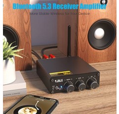 1Mii P4 Bluetooth 5.3 스테레오 전력 증폭기, 2채널 100W*2 미니 Hi-Fi 오디오 앰프, 홈 스피커용 저음 및 고음 제어 기능이 있는 무선 수신기 액티브 서브우퍼, AUX RCA 입력 - 업그레이드됨