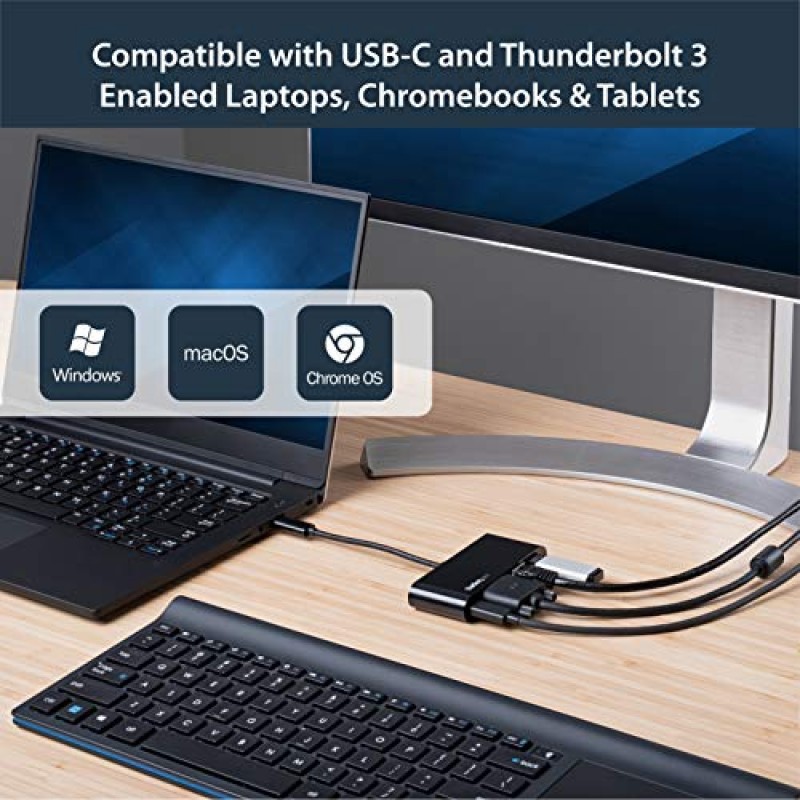 StarTech.com USB C 멀티포트 어댑터 - 미니 USB-C 도크(단일 모니터 포함) VGA 1080p 비디오 - 60W 전원 공급 패스스루 - USB 3.1 Gen 1 Type-A 5Gbps, 기가비트 이더넷 - 도킹 스테이션(DKT30CVAGPD)