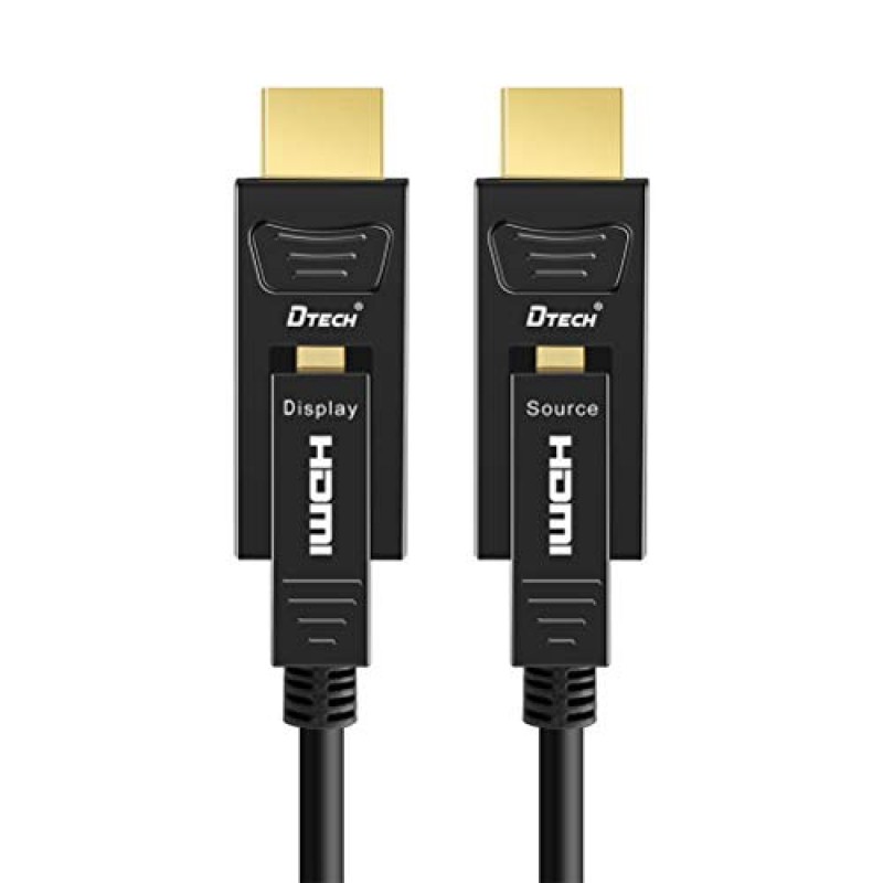 DTech 32피트 광섬유 HDMI 케이블 4K 60Hz YUV 444 18Gbps 고속 울트라 HD(듀얼 마이크로 HDMI 및 표준 HDMI 커넥터 포함)(검은색, 10미터)