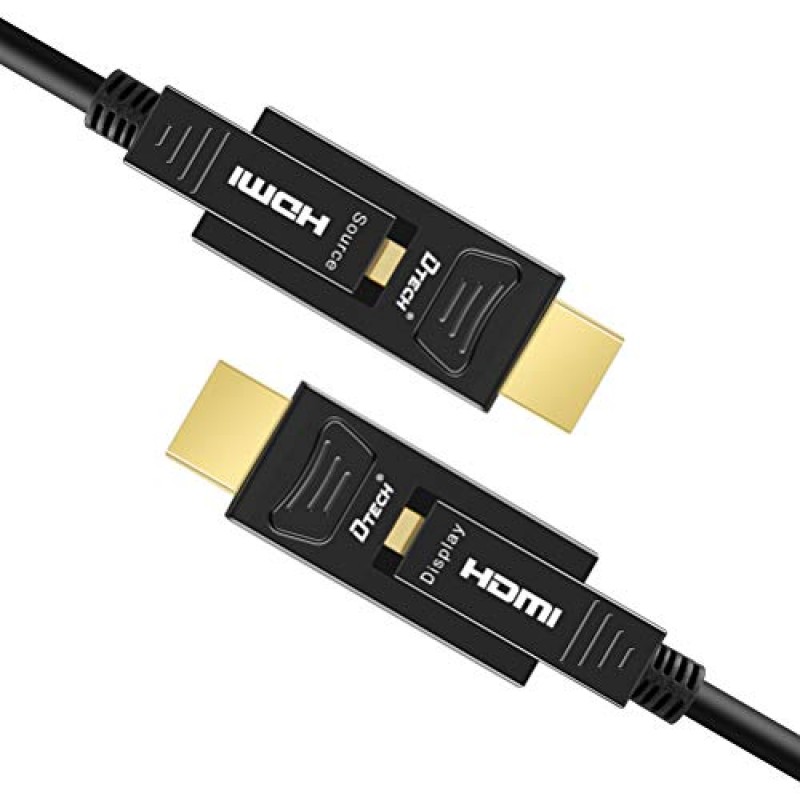 DTech 32피트 광섬유 HDMI 케이블 4K 60Hz YUV 444 18Gbps 고속 울트라 HD(듀얼 마이크로 HDMI 및 표준 HDMI 커넥터 포함)(검은색, 10미터)