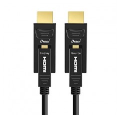 DTech 32피트 광섬유 HDMI 케이블 4K 60Hz YUV 444 18Gbps 고속 울트라 HD(듀얼 마이크로 HDMI 및 표준 HDMI 커넥터 포함)(검은색, 10미터)