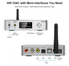1Mii DS600 USB DAC HiFi, 홈 스테레오 LDAC AptX HD용 Bluetooth 수신기, 헤드폰 앰프, Bluetooth 오디오 어댑터 3.5mm AUX/RCA 출력 DSD512 AV 수신기 또는 증폭기용 듀얼 ES9038Q2M XMOS