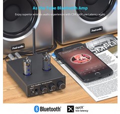 Fosi Audio T20 Bluetooth 5.0 튜브 앰프 헤드폰 앰프 지원 aptX HD 스테레오 수신기 6J4 진공관이 장착된 가정용 패시브 스피커용 2 채널 클래스 D 디지털 미니 Hi-Fi 파워 앰프