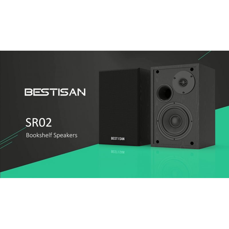 BESTISAN 전원 책장형 스피커, Bluetooth 5.0, 저음 조절 가능, TV/컴퓨터/전화/레코드 플레이어용 4인치 스피커, 50W 홈 스튜디오 스피커, 쌍