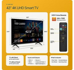 VIZIO 43인치 V 시리즈 4K LED HDR 스마트 TV(Dolby Vision 포함), WiFi 6E, Bluetooth 헤드폰 지원, AMD FreeSync 및 Alexa 호환성, V435M-K04, 2023 모델