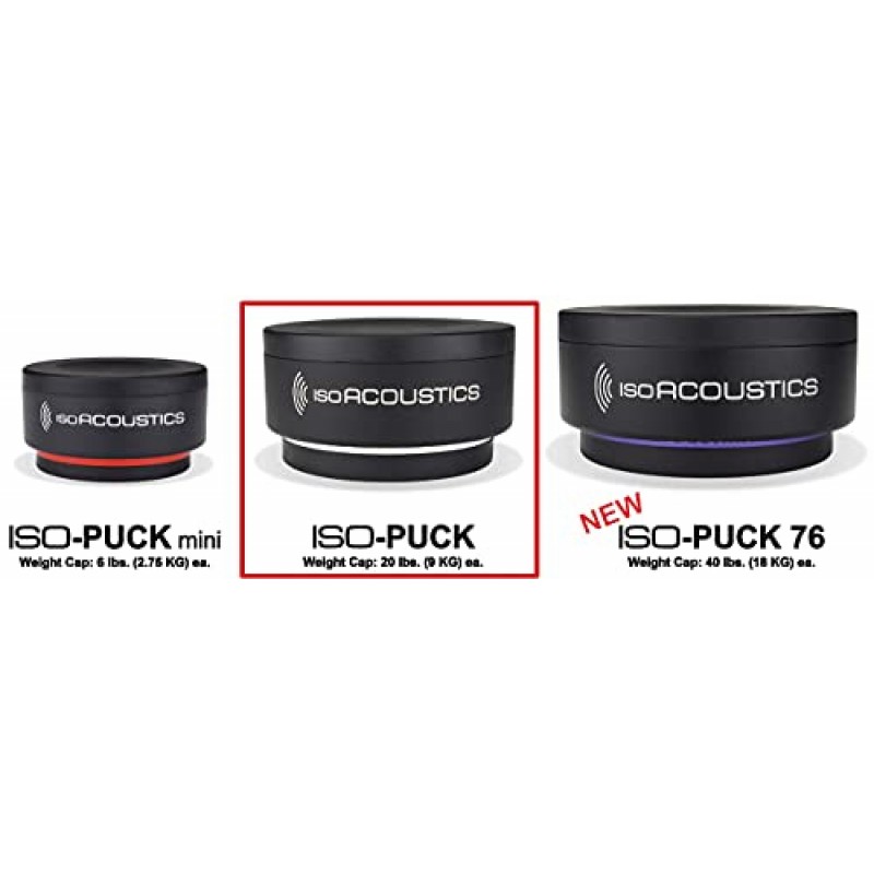 IsoAcoustics Iso-Puck 시리즈 음향 절연체(Iso-Puck, 최대 20lbs/장치, 2팩)