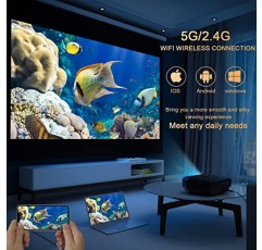 5G WiFi 및 Bluetooth를 지원하는 프로젝터 AMLINK 13000L 풀 HD 1080P 야외 휴대용 비디오 프로젝터 지원 4K, 홈 시어터 영화 프로젝터 HDMI, VGA, USB, PC, iOS 및 Android와 호환 가능