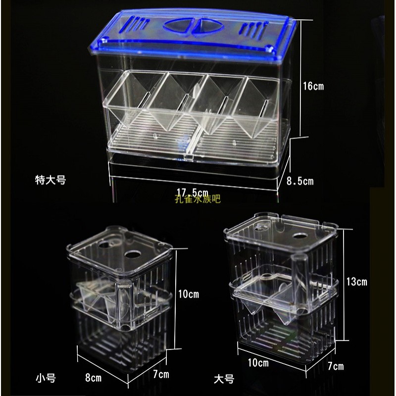 인큐베이션 상자 더블 레이어 작은 betta 상자 격리 그물 교수형 공압 필터 여성 물고기 산란 번식 상자