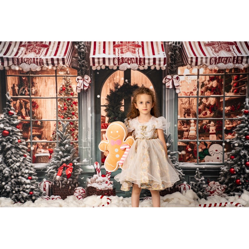 사진을위한 케이트 크리스마스 배경 겨울 눈 선물 가게 배경 홈 장식을위한 크리스마스 나무 배경 사진 부스 소품 (8x8ft)