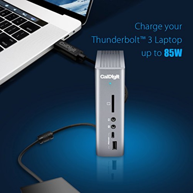 CalDigit TS3 Plus Thunderbolt 3 도크 - 87W 충전, 7X USB 3.1 포트, USB-C Gen 2, DisplayPort, UHS-II SD 카드 슬롯, Mac 및 PC용 기가비트 이더넷, Thunderbolt 4 호환(0.8m/2.62ft 케이블)