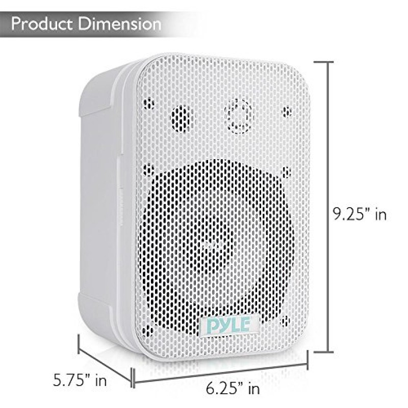 Pyle Home 듀얼 방수 야외 스피커 시스템 - 5.25인치 쌍의 비바람에 견디는 벽/천장 장착형 스피커(헤비 듀티 그릴 포함), 범용 마운트 - 수영장, 파티오, 실내용 PDWR40W(흰색)