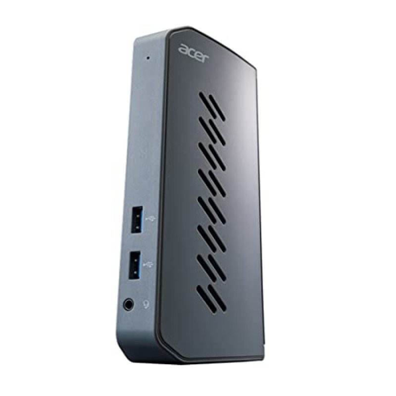 Windows용 Acer U301 USB 3.0 도크 | 2개의 HDMI 포트 | USB 3.1 Gen 1 포트 2개 | USB 2.0 포트 4개 | 기가비트 이더넷 | 컴퓨터에 USB 3.1 Type A 또는 USB 3.1 Type-C 1개가 필요 | 회색