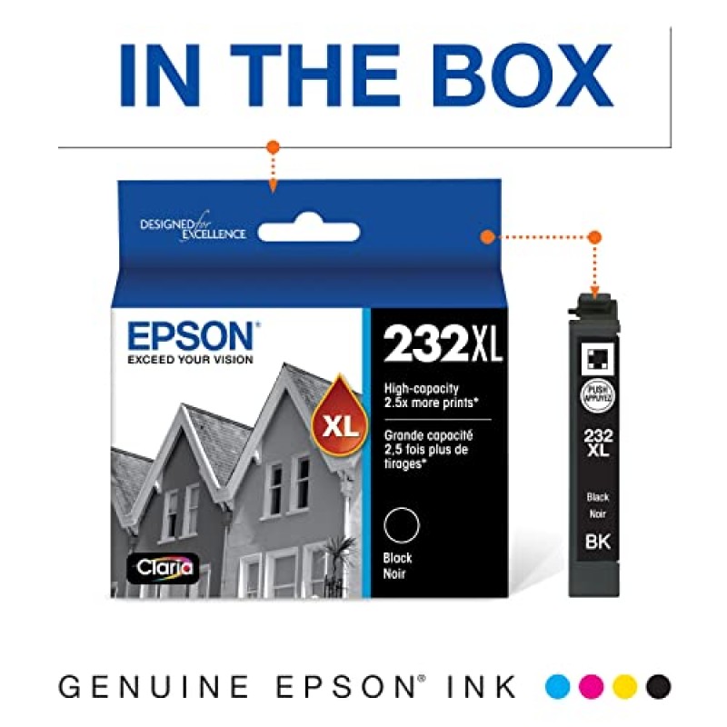 Epson T232 검정 잉크 카트리지, 대용량 및 T232 컬러 콤보 잉크 카트리지, 표준 용량