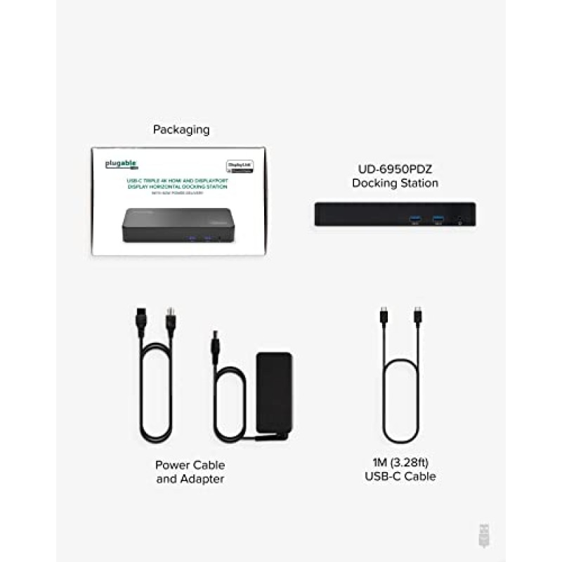 플러그형 12-in-1 USB C 도킹 스테이션 트리플 모니터, 3X HDMI 또는 3X DisplayPort를 갖춘 4K 디스플레이, Mac, Windows, Thunderbolt 3 및 4, USB4, (60W PD, 6X USB 포트, 이더넷)과 호환 가능