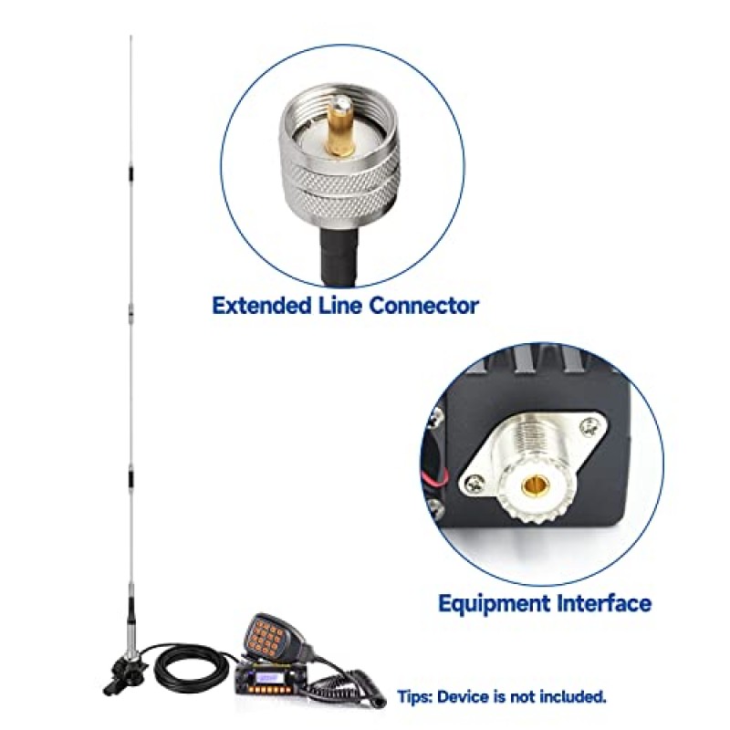 Bingfu 고이득 62인치 모바일 햄 라디오 안테나 VHF UHF 듀얼 밴드 144 430MHz 립 마운트 녹 방지 안테나 PL259 남성 16.5Ft RG58 케이블 차량 자동차 트럭 아마추어 라디오 양방향 라디오 안테나