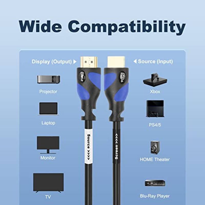 신호 부스터가 내장된 Postta HDMI 케이블 100피트 HDMI 2.0V 케이블, 2피스 케이블 타이 + 2피스 HDMI 어댑터 지원 3D,1080P, 이더넷, 오디오 리턴-1 팩