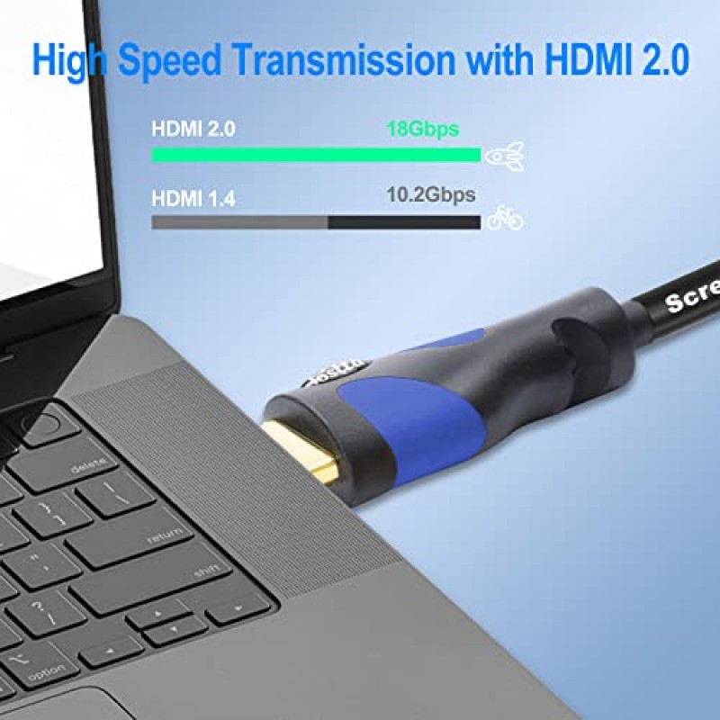 신호 부스터가 내장된 Postta HDMI 케이블 100피트 HDMI 2.0V 케이블, 2피스 케이블 타이 + 2피스 HDMI 어댑터 지원 3D,1080P, 이더넷, 오디오 리턴-1 팩