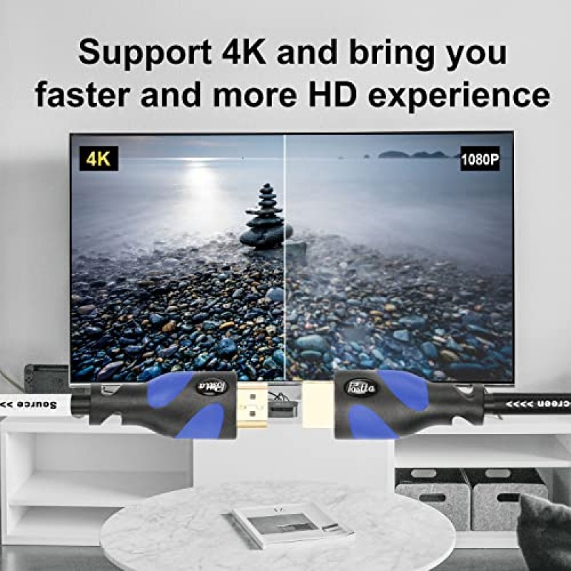 신호 부스터가 내장된 Postta HDMI 케이블 100피트 HDMI 2.0V 케이블, 2피스 케이블 타이 + 2피스 HDMI 어댑터 지원 3D,1080P, 이더넷, 오디오 리턴-1 팩