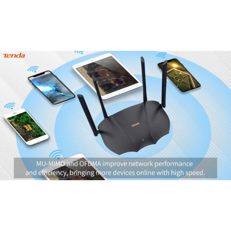 Tenda WiFi 6 AX3000 스마트 WiFi 라우터, 듀얼 밴드 기가비트 무선 인터넷 라우터, 3기가비트 LAN 포트, OFDMA+MU-MIMO, 자녀 보호 기능+원격 제어, 간편한 앱 설정, RX9Pro(블랙)
