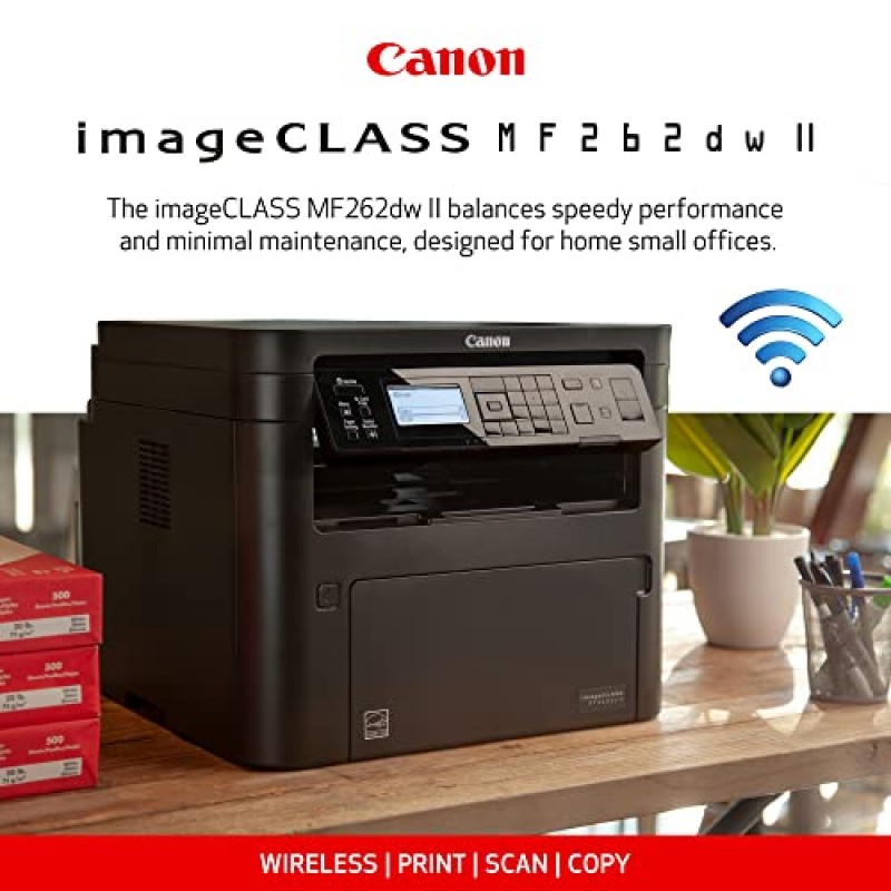 Canon imageCLASS MF262dw II - 인쇄, 복사 및 스캔 기능을 갖춘 무선 흑백 레이저 프린터, 검정색