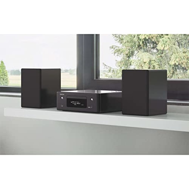 Denon 수신기 RCD-N10, CD 플레이어가 통합된 Bluetooth 수신기, AM/FM 튜너 및 Wi-Fi, 소규모 방 및 주택용, Amazon Alexa 호환성, TV 등 지원(제조업체에서 단종)