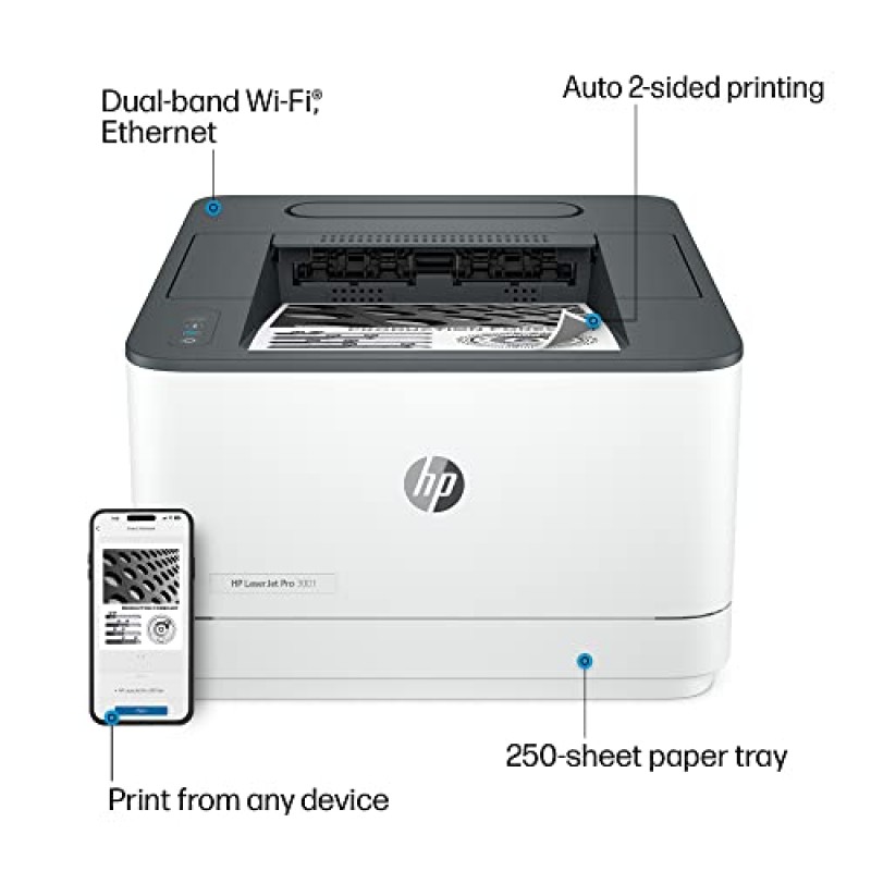 HP LaserJet Pro 3001dw 무선 흑백 프린터