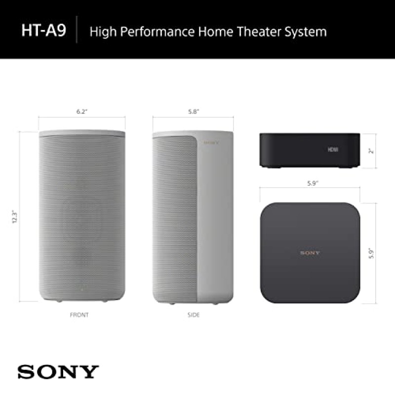 Sony HT-A9 7.1.4ch 고성능 홈 시어터 스피커 시스템 360 공간 사운드 매핑을 통한 다차원 서라운드 사운드 경험, Alexa 및 Google Assistant, White와 함께 작동