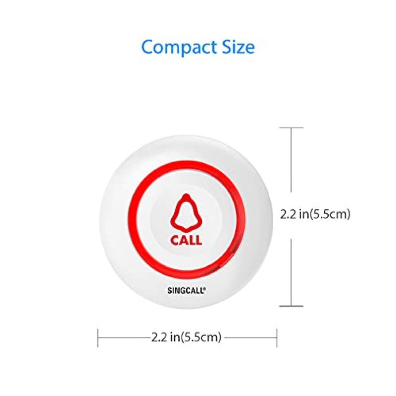 SINGCALL 무선 간병인 호출기 스마트 호출 시스템 간호사 호출 경고 가정/노인/환자/장애인을 위한 환자 도움말 시스템 주의 호출기 1 휴대용 시계 수신기 1 송신기