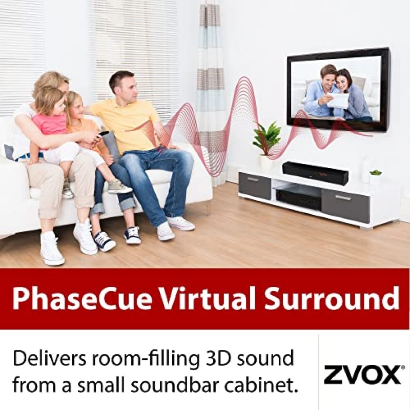 AccuVoice 12단계 사운드 부스트 기능을 갖춘 ZVOX AV257 TV 사운드바, 특허 받은 청각 기술이 적용된 대화 명확성 사운드 바, 영숫자 디스플레이가 포함된 벽걸이형 홈 스피커, TV 사운드 시스템